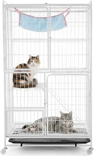4-Tier Large Cat Crate, Indoor Metal Wire Kennel with 360 Degree Wheels