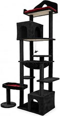 Black Gothic Cat Tree, 82.3-Inch with Hammock, Cave and Sisal Posts