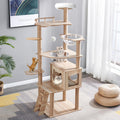 67 inch cat tree tower with condo, stairs, bowls and sisal scratching posts