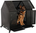 Heavy duty steel dog crate with double doors and lockable wheels