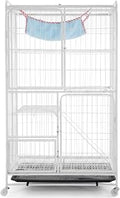 4-Tier Metal Wire Cat Enclosure, Indoor, with 360 Degree Wheels