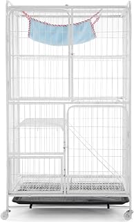 4-Tier Metal Wire Cat Enclosure, Indoor, with 360 Degree Wheels