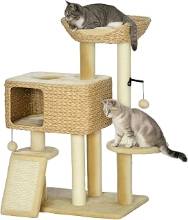 95cm Cat Tree Tower with Scratching Post, House, Platform and Toy Ball