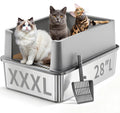 Open XXXL stainless steel cat litter box with high walls – view 3