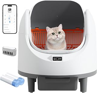 Automatic Cat Litter Box for Multiple Cats, Open-Top Self-Cleaning, App Control, Anti-Pinch, Weight Monitoring, Scent