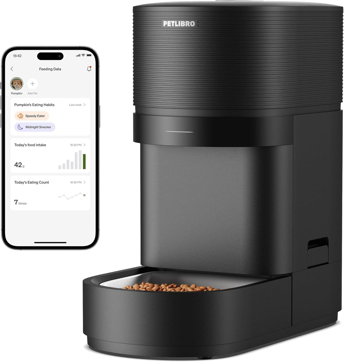 Automatic cat feeder with built-in scale and food bowl