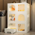 Indoor Cat Cage with Litter Box, Transparent Window Villa, Thickened Plastic and Resin, 2 or 3 Tiers, White, 28 x 18 x 42