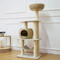 52.4 inch wood cat tree with hammock and sisal posts