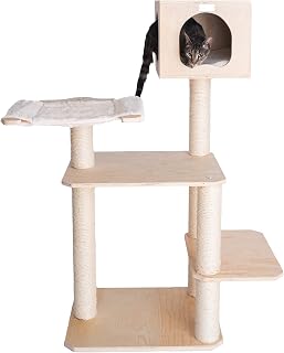 Armarkat Premium Scots Pine Solid Wood Cat Tree, 50 Inches Tall, Model S5103