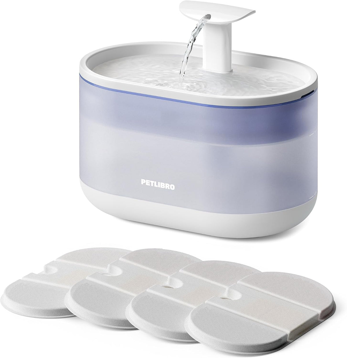 Cordless pet water fountain with stainless steel tray and splash shield – view 6