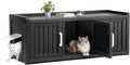Black resin litter box enclosure end table with side entry