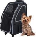 Petique 5-in-1 Pet Carrier, Rolling, Backpack, Car Seat, for Small to Medium Pets up to 25 lbs, Pepper