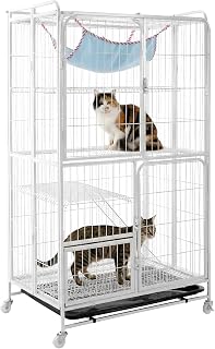 4-Tier Indoor Large Cat Playpen, Metal Wire Cage with 360 Degree Wheels