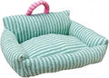 Striped Soft Pet Couch Bed with Raised Side Bolsters, Compact, Nest-Like, for Dogs, Green, 50 x 40 cm