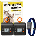 Two rechargeable wireless cat barrier transmitters with hooks and collar