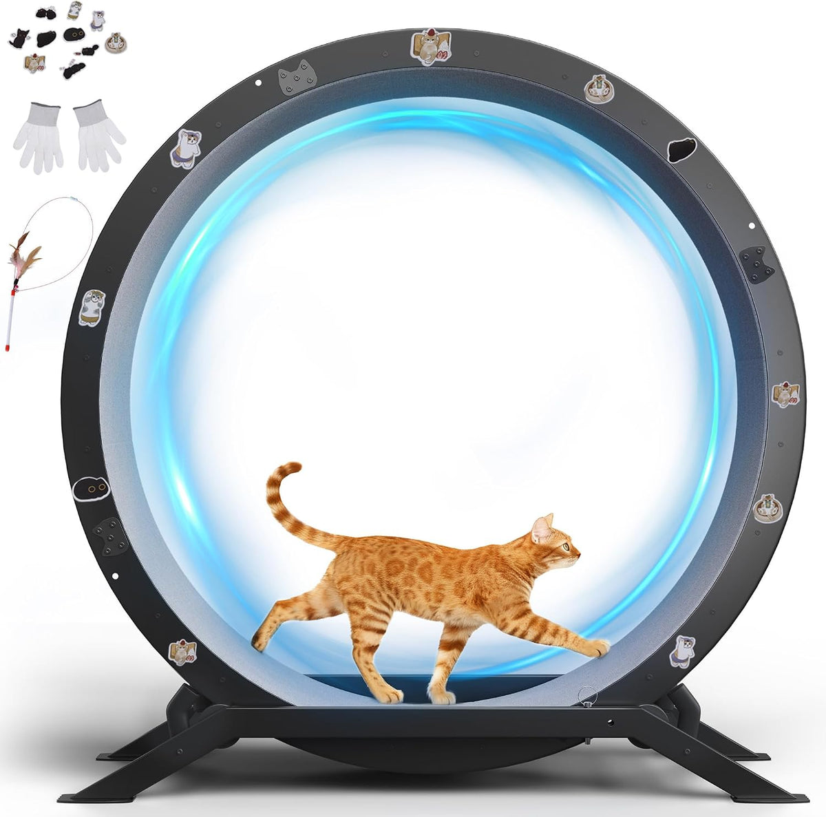 40 inch metal cat exercise wheel with carpet track and ear-shaped top – view 6