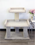 Southwestern style cat perch with large cushioned platform and sisal posts