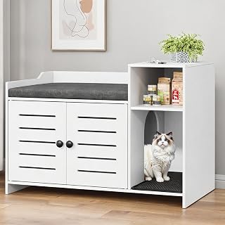 Hidden Cat Litter Box Enclosure Furniture, Litter Box Cabinet