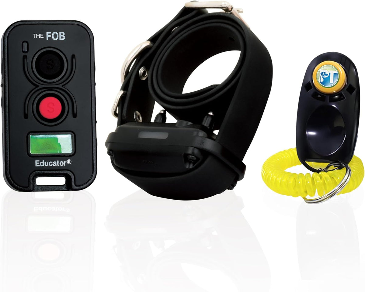 Remote dog training collar set with handheld transmitter and hands-free button – view 6