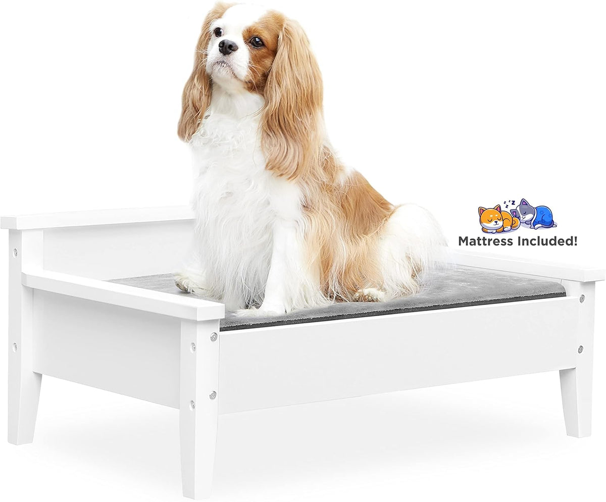 Modern wooden dog couch with cushioned water-resistant mattress – view 2