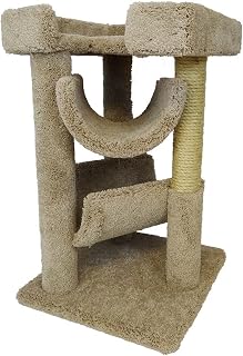 Maykoosh Rococo Romance Cat Scratch and Lounge, 20 x 20 x 32 Inches, Plush Carpet and Solid Wood, Brown Beige