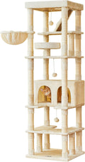 Brown 74.8 inch tall cat tower with sisal posts and condo – view 2