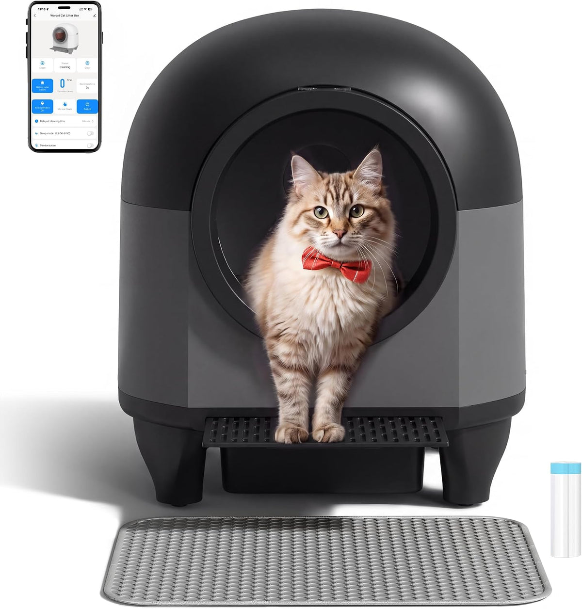 Gray 90L automatic self-cleaning cat litter box – view 2