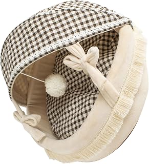 Lambswool Cat Cave Bed for Cats and Small Dogs, Foldable, Large