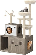 Modern Wooden Cat Litter Box Enclosure Furniture, Smoky Gray