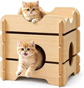 Wooden Cat House, 2-Level Indoor Condo with Slot-Together Panels