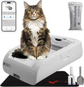 Open-Top Self-Cleaning Cat Litter Box with App Control, Anti-Pinch, Odorless, Whisper Quiet, Cream White
