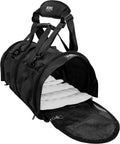 Black X-Large two-compartment soft pet carrier with divider