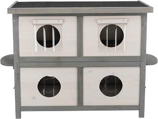 Trixie Outdoor Cat House, Weatherproof Shelter for Multiple Feral Cats, 4 Compartments with Escape Doors and Covered