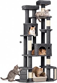 PawHut Extra Large 79-Inch Cat Tree Tower with Dual Baseboard for Large Cats