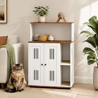 Double-Layer Litter Box Enclosure Furniture for 2 Cats