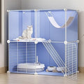 Detachable Metal Cat Cage Enclosure with Platforms, DIY Design, Blue, 29.5
