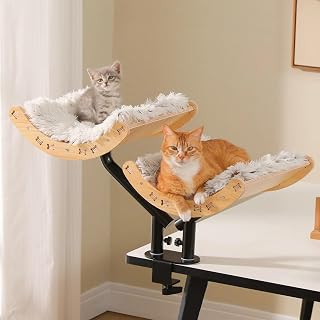 2-Tier 360-Degree Rotating Cat Hammock Desk Bed for 2 Cats