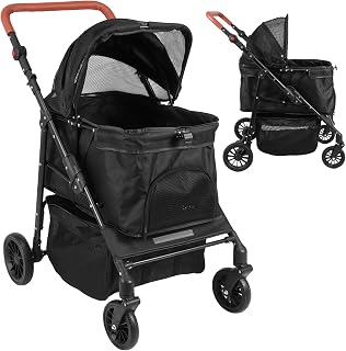 Cat Stroller for Small to Medium Pets, Up to 33 lb, 4 Wheels, Folding