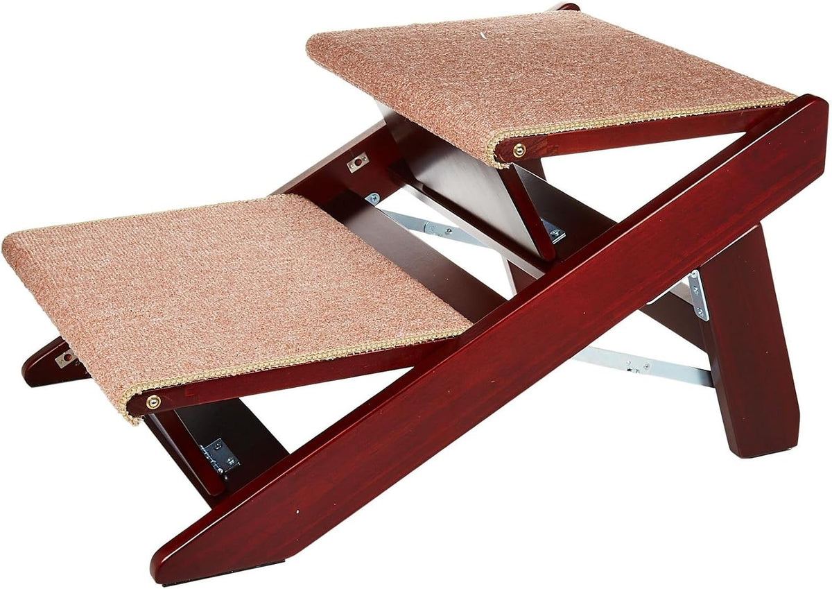 Brown pine frame 3-step dog stairs – view 2