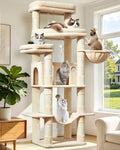Smoky gray heavy-duty cat tower with large perches and widened condo – view 3