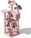 54-Inch Tall Heavy-Duty Cat Tree Tower with 2 Condos, 3 Sisal Scratching Posts and Anti-Tip Rope, CAAP-CATT-A54-PK-T2