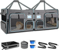 Double cat car travel carrier with litter box and privacy curtain