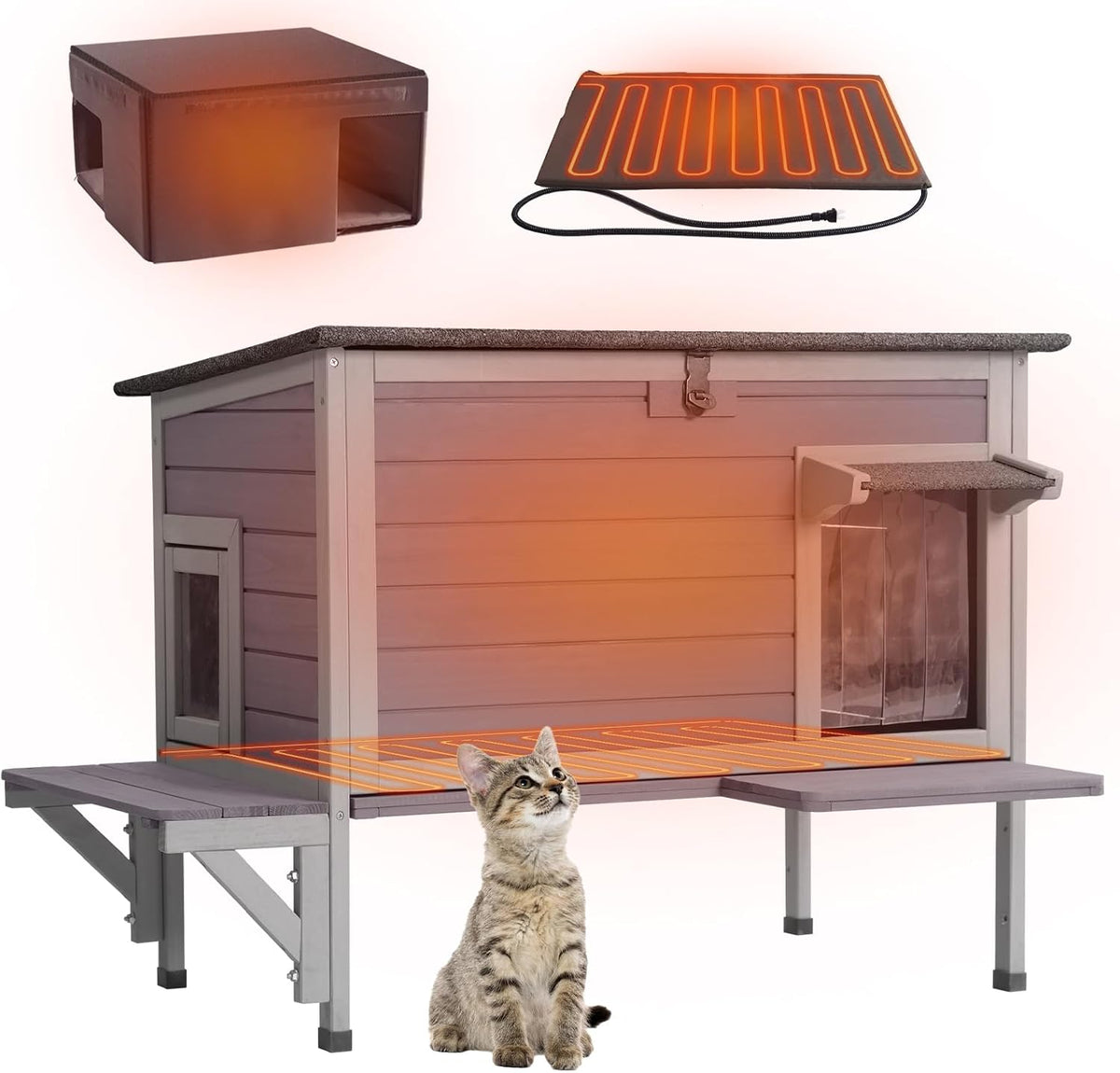 Insulated heated weatherproof feral cat shelter