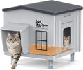 Heated insulated outdoor cat house with front entry and side escape door – view 2