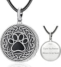 Dreamboat Pet Urn Necklace for Ashes, 925 Sterling Silver Paw Print Celtic Knot Pendant
