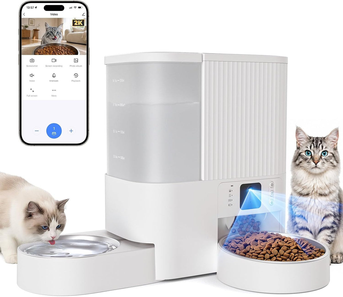 Automatic cat feeder with built-in 2K HD camera