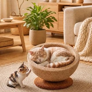 2-in-1 Sisal Cat Scratcher Bed and Lounge, 15 x 15 x 7.87 Inch