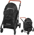 Folding 4-Wheel Cat Stroller with Removable Carrier