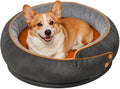 Black round donut dog bed with raised rim and anti-slip bottom – view 3