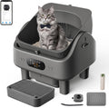 Open-top automatic litter box with LED display and waste drawer
